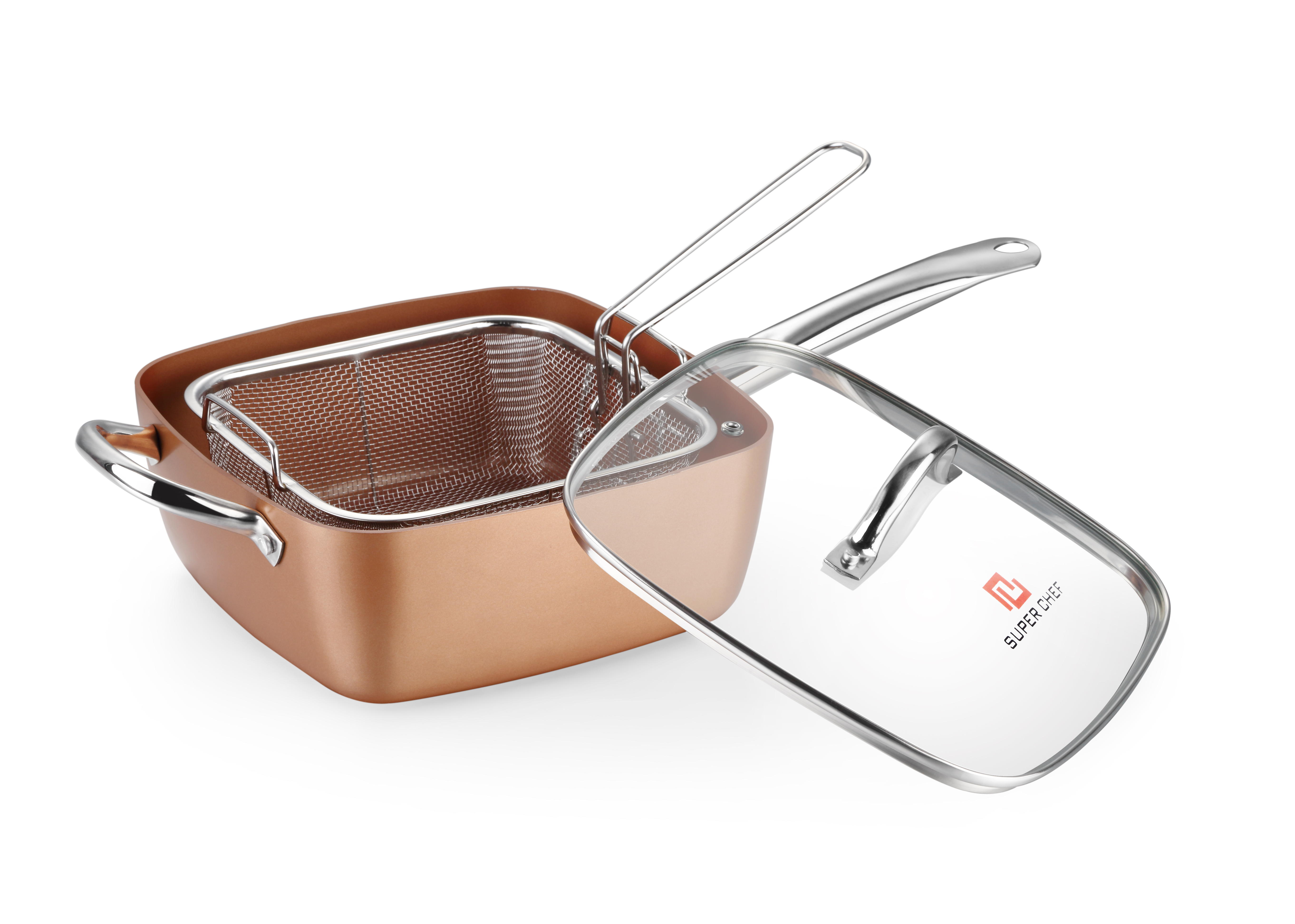 BỘ QUÁNH VUÔNG ĐÁY TỪ VÀ RỔ INOX SUPER CHEF
